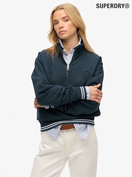 Superdry Blue Country Club Embossed Half-Zip Jumper (V25831) | £50
