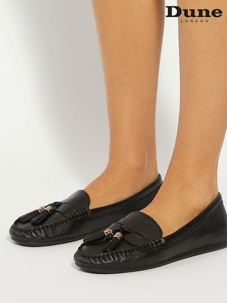 Dune London Black Geen Tassle Detail Soft Loafers (V25888) | £89