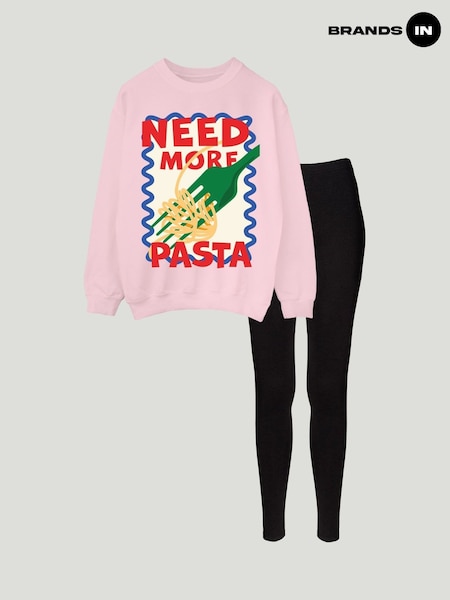 Brands In Pink Need More Pasta Sweatshirt and Leggings Set (V26077) | £38