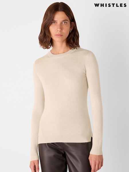 Whistles White Annie Sparkle Crew Neck Jumper (V26086) | £79