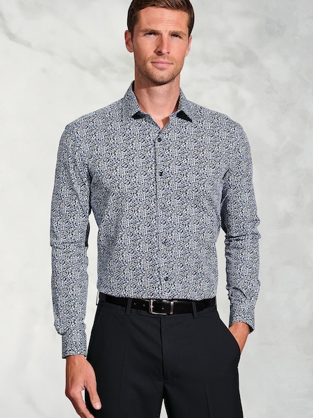 Brook Taverner Blue Ditsy Floral Cotton Shirt (V26417) | £50