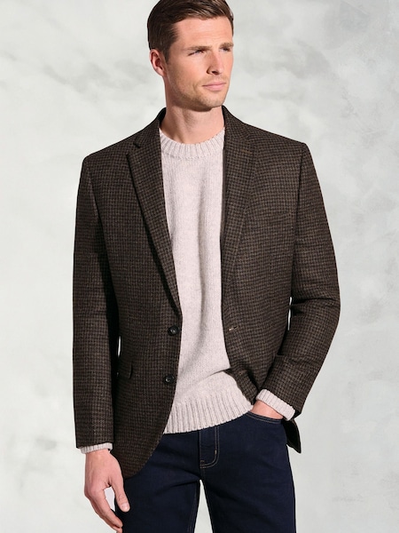 Brook Taverner Brown Puppytooth British Wool Jacket (V26427) | £199