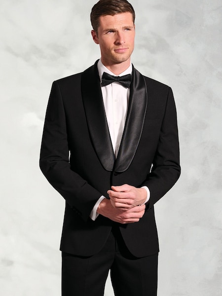 Brook Taverner Black Shawl Collar Jacquard Evening Jacket (V26434) | £129