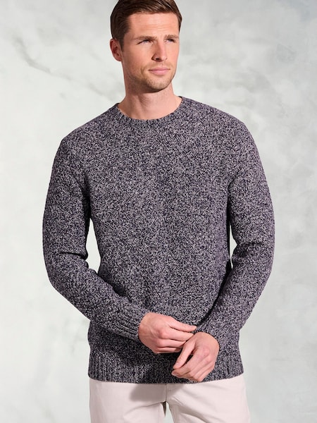 Brook Taverner Blue Twist Knit Crew Neck Jumper (V26465) | £50