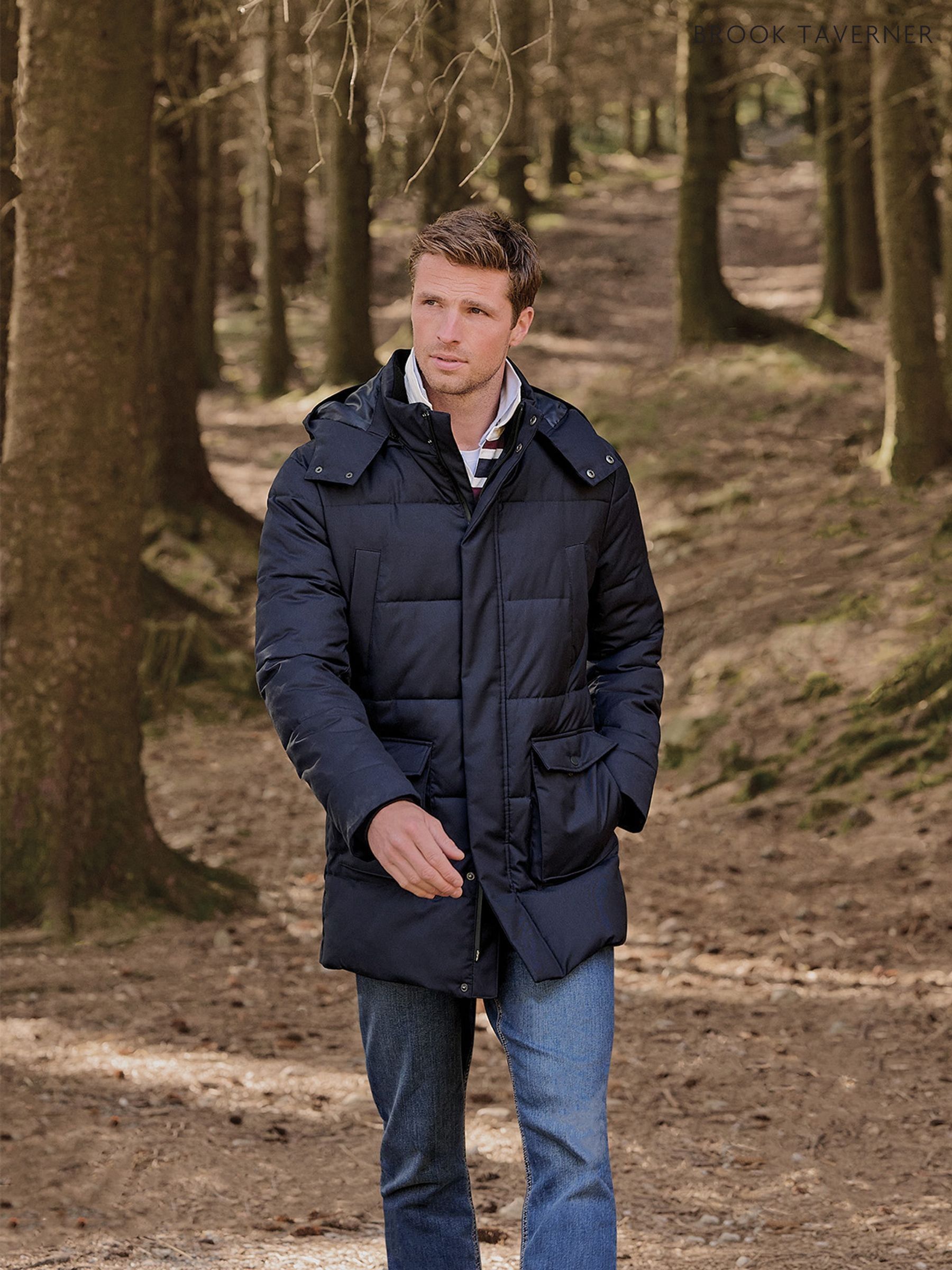 Ombre Mens Navy Blue Parka Coat Alaskan Men's Winter Jacket With