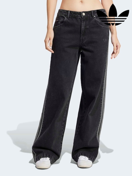 adidas Originals Black Adicolour Denim 3 Stripes Trousers (V26516) | £70