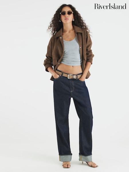 River Island Brown Suedette Relaxed Jacket (V26623) | £64