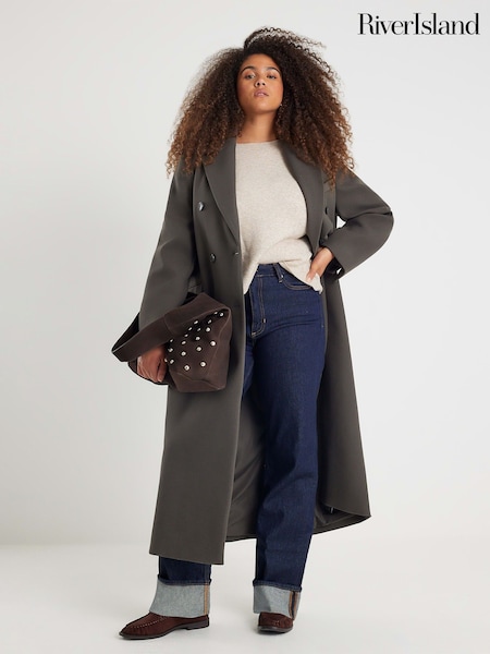 River Island Green Tailored Double Breasted Coat (V26635) | £79