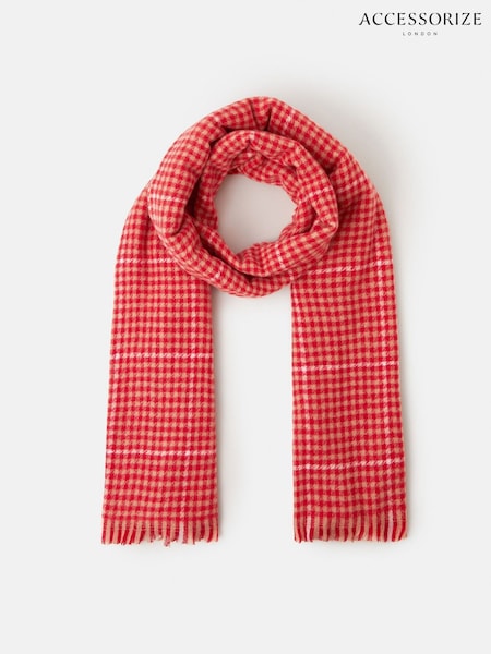 Accessorize Red Houndstooth Blanket Scarf (V26683) | £24