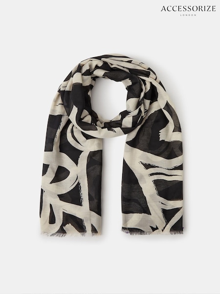 Accessorize Black Heart Print Lightweight Scarf (V26685) | £22