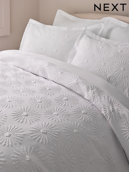 Floral Textured Embossed Duvet Cover And Pillowcase Set