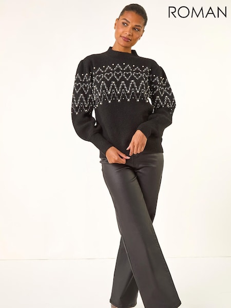 Roman Black Jacquard Knit Jumper (V27077) | £45