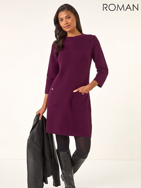 Roman Purple Patch Pocket Knit Dress (V27102) | £48