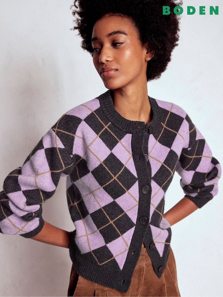 Boden Purple Tall Abi Jacquard Cardigan (V27168) | £139