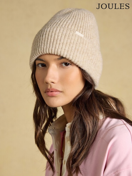 Oatmeal - Joules Fine Knit Beanie Hat