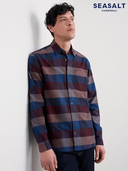 Seasalt Cornwall Light Blue Fathomer Checked Shirt (V27403) | £70