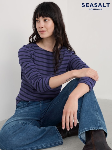 Seasalt Cornwall Mid Purple Sailor T-Shirt (V27442) | £30