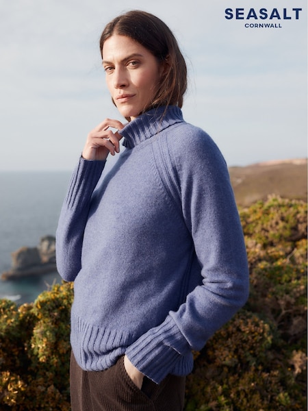 Seasalt Cornwall Purple Basset Cove Roll Neck Jumper (V27454) | £76