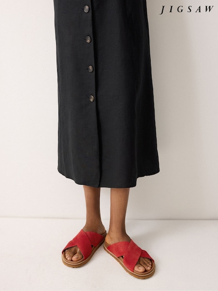 Jigsaw Red Suede Cross Strap Sandal (V27475) | £112
