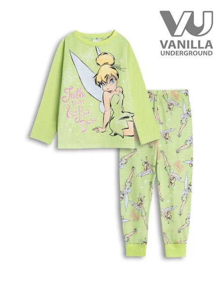 Vanilla Underground Green Disney Tinkerbell Long Sleeve Long Leg Pyjamas Set (V27517) | £17