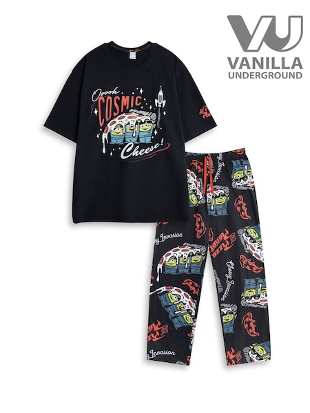 Vanilla Underground Black Disney Toy Story Pizza Planet Short Sleeve Long Leg Pyjamas Set (V27532) | £28
