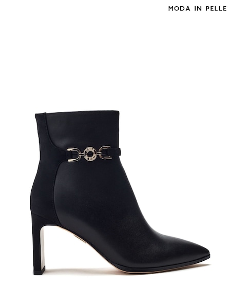 Pallia Pointed Toe Trim Detail Leather Ankle Boots (V27574) | £109