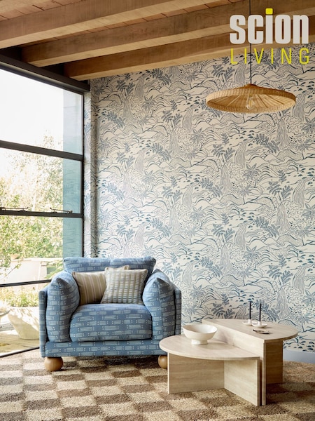 Scion Blue Falling Foss Oakham 10M Wallpaper (V27657) | £80