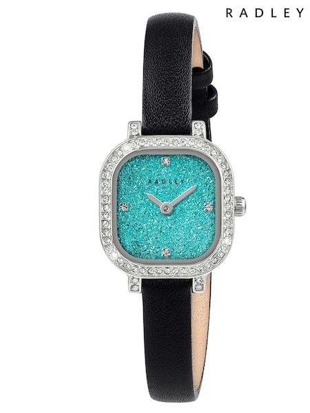 Radley Black Gold Plated Stone Set Case Ink Leather Strap Watch RY21886 (V27695) | £75