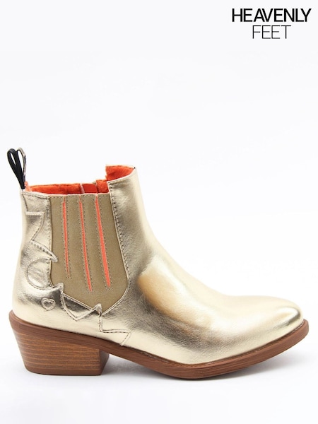 Heavenly Feet Gold Christina Ankle Boots (V27755) | £60