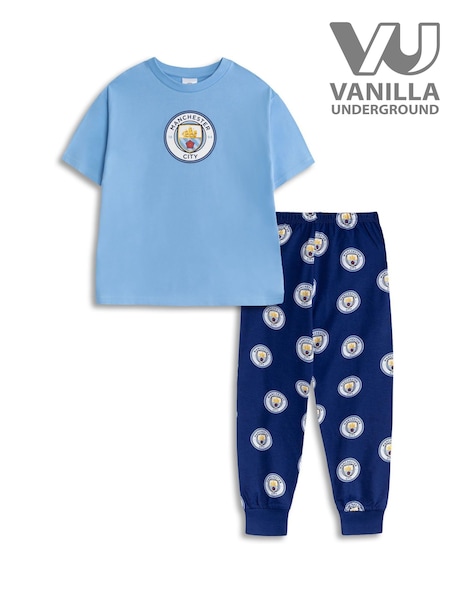 Vanilla Underground Blue Manchester City Short Sleeve Long Leg Pyjamas Set (V27774) | £17
