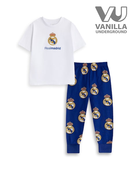 Vanilla Underground White Real Madrid Short Sleeve Long Leg Pyjamas Set (V27775) | £17