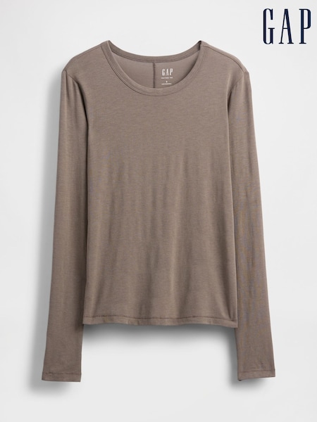 Gap Brown Lightweight Crew Neck Long Sleeve T-Shirt (V27835) | £18