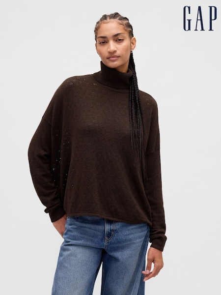 Gap Brown Oversized Pointelle Turtle Neck Jumper (V27866) | £65