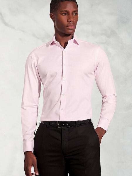 Brook Taverner Pink Tailored Fit Fine Stripe Cotton Shirt (V27915) | £50