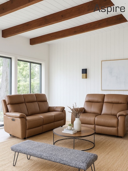 Aspire Furniture Tan Kingsmere Power Recliner Sofa Set (V28036) | £1,580