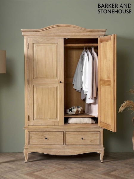 Barker and Stonehouse Natural Cecile Wooden French Style Wardrobe with Drawers (V28107) | £1,095