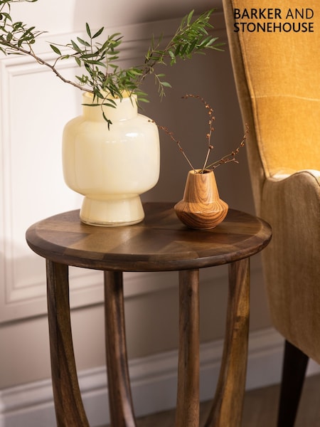 Barker and Stonehouse Brown Lockley Wood Round Lamp Table (V28109) | £265