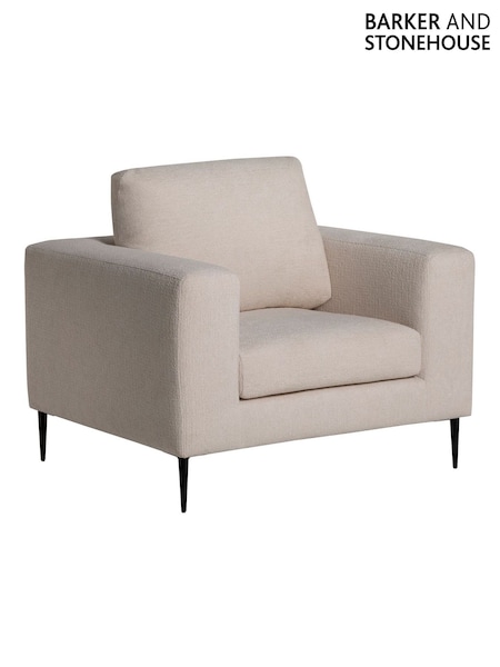 Barker and Stonehouse Natural Sienna Boucle Fabric Armchair With Steel Legs (V28117) | £645