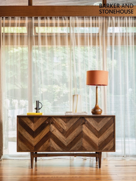 Barker and Stonehouse Brown Lockley Chevron Wood 3 Door Sideboard (V28130) | £855