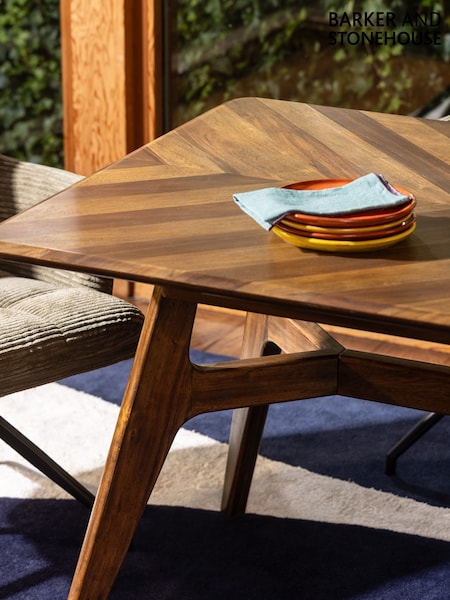 Barker and Stonehouse Brown Lockley Chevron Wood Extending Dining Table (V28139) | £955