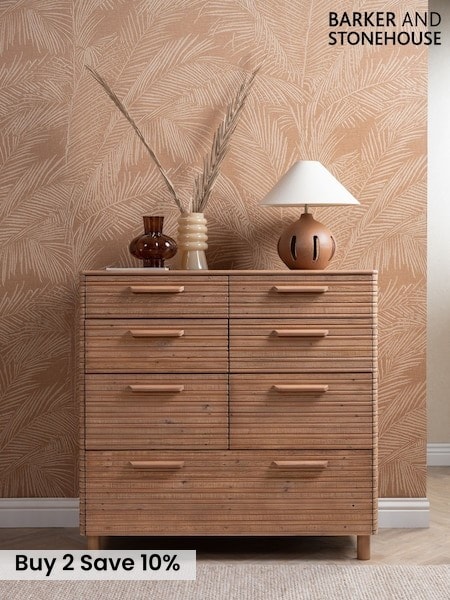 Barker and Stonehouse Brown Tamia Rustic Oak Reclaimed 7 Drawer Wood Chest (V28157) | £875