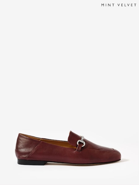 Mint Velvet Red Camille Tan Leather Loafers (V28302) | £99