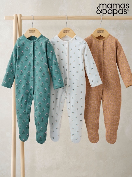 Mamas & Papas Pink Leopard Sleepsuits Pack of 3 (V28339) | £22