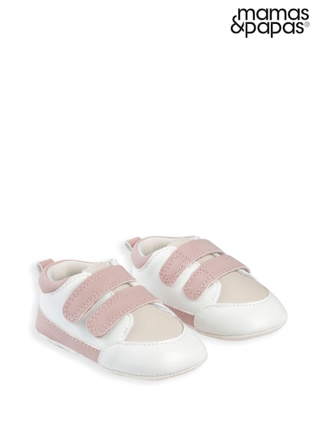 Mamas & Papas Pink Suede Detail Scallop Edged Trainers (V28347) | £15
