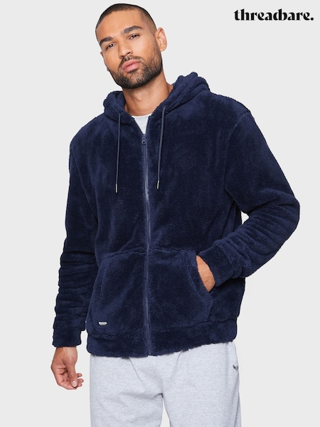 Threadbare Navy Borg Zip-Through Lounge Hoodie (V28433) | £22