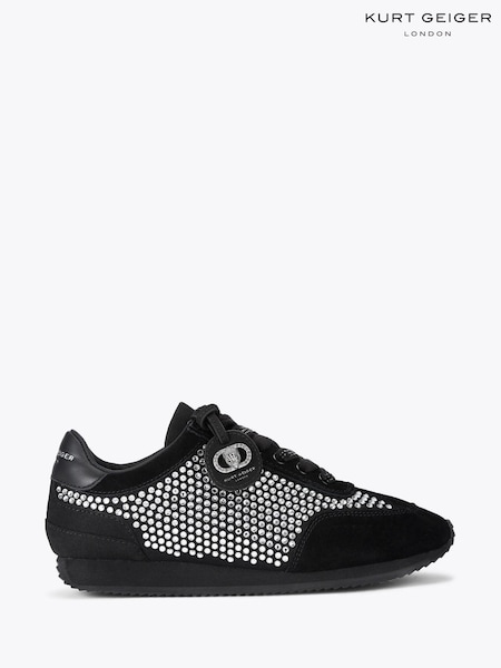 Kurt Geiger London Chelsea Crystal Tag Black Trainers (V28868) | £159