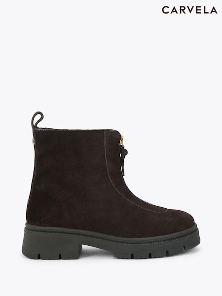 Carvela Brown Malfa Zip Ankle Boots (V28921) | £129