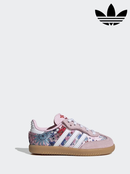 adidas Originals Pink Floral Samba OG Comfort Closure Elastic Lace Infant Trainers (V28935) | £50