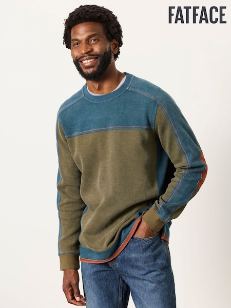 Khaki Green - Regular Fatface Crew Neck Sweatshirt