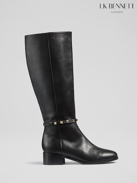 LK Bennett Black Stevie Leather Knee Boots (V29231) | £499
